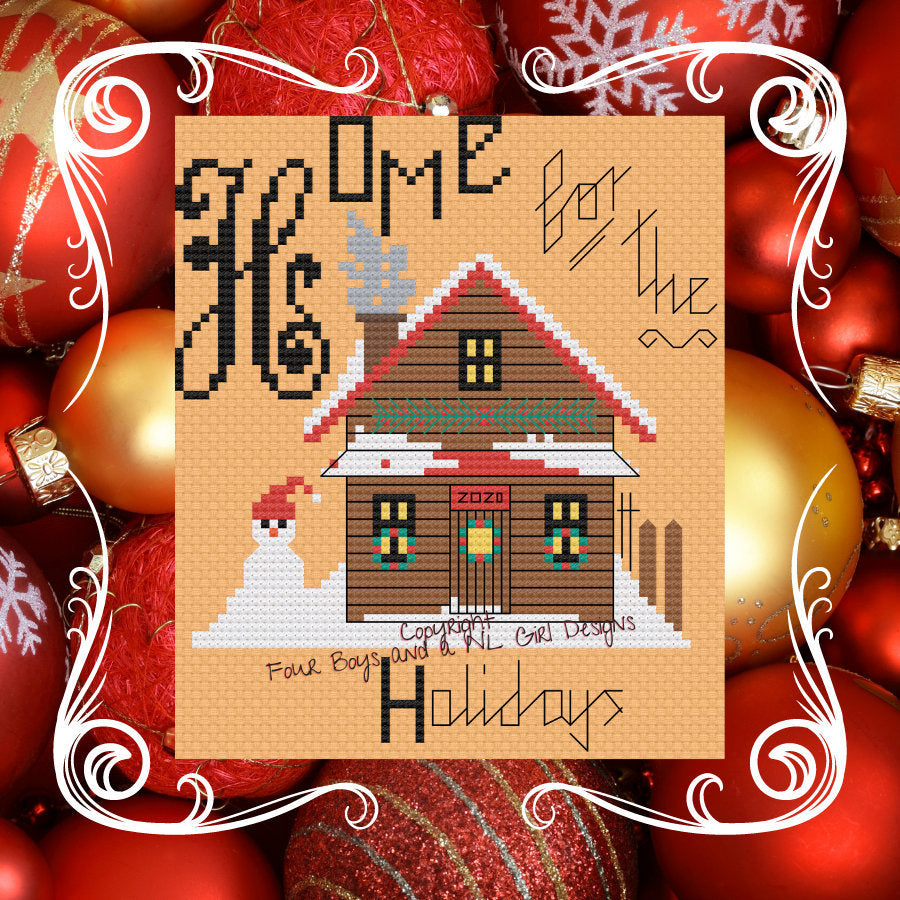 Flossmas 2020 Cabin Cross Stitch Ornament